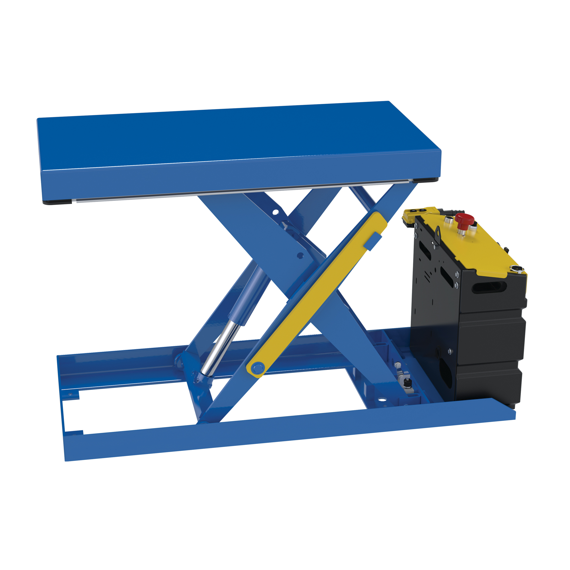 Vestil Steel Scissor Lift Table DC Power 51-9/16 In. x 20-1/2 In. x 32 In. 1,000 Lb. Capacity Blue